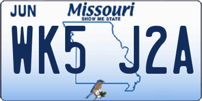 MO license plate WK5J2A