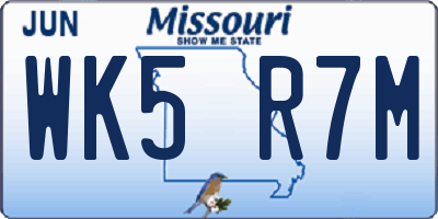 MO license plate WK5R7M