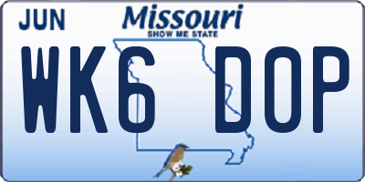 MO license plate WK6D0P
