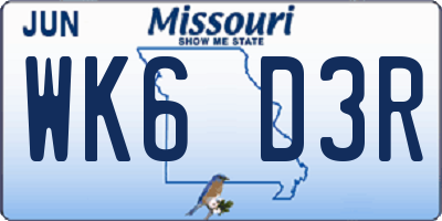 MO license plate WK6D3R