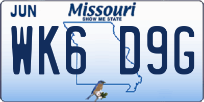 MO license plate WK6D9G