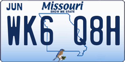 MO license plate WK6Q8H