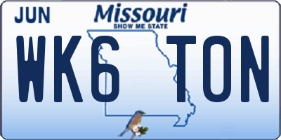 MO license plate WK6T0N