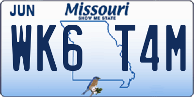 MO license plate WK6T4M