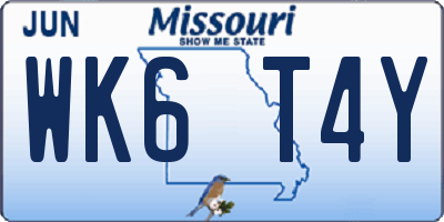 MO license plate WK6T4Y