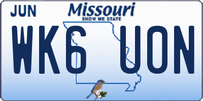 MO license plate WK6U0N