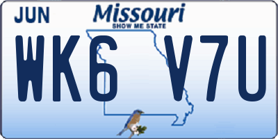 MO license plate WK6V7U