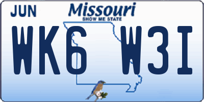 MO license plate WK6W3I
