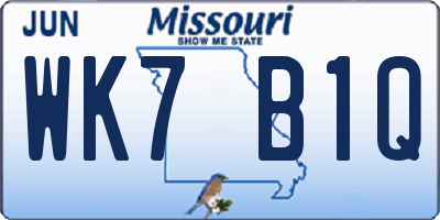 MO license plate WK7B1Q