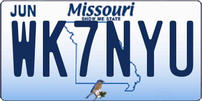 MO license plate WK7NYU