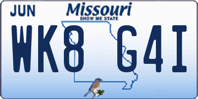 MO license plate WK8G4I