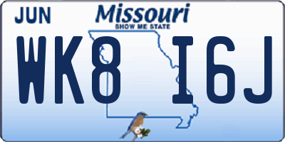 MO license plate WK8I6J