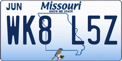 MO license plate WK8L5Z