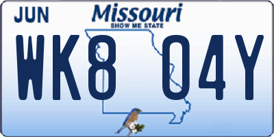 MO license plate WK8O4Y