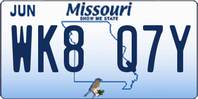 MO license plate WK8Q7Y