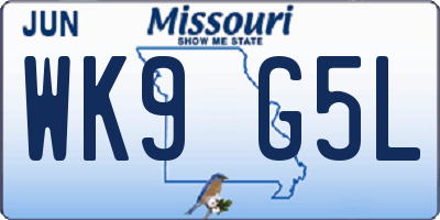 MO license plate WK9G5L