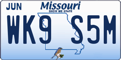 MO license plate WK9S5M