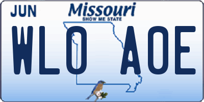 MO license plate WL0A0E