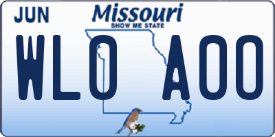 MO license plate WL0A0O