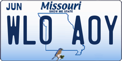 MO license plate WL0A0Y