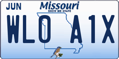 MO license plate WL0A1X
