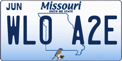 MO license plate WL0A2E