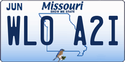 MO license plate WL0A2I