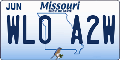 MO license plate WL0A2W