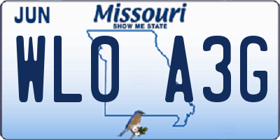 MO license plate WL0A3G