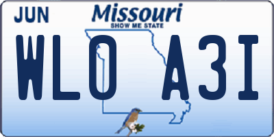 MO license plate WL0A3I