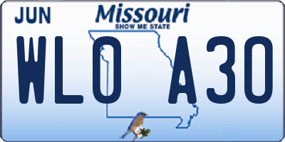 MO license plate WL0A3O