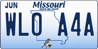MO license plate WL0A4A