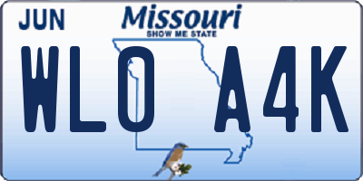 MO license plate WL0A4K