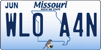 MO license plate WL0A4N