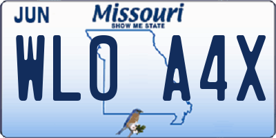MO license plate WL0A4X