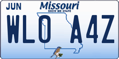 MO license plate WL0A4Z