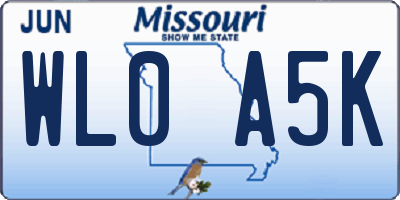 MO license plate WL0A5K