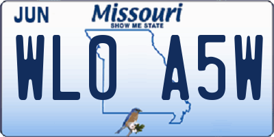 MO license plate WL0A5W