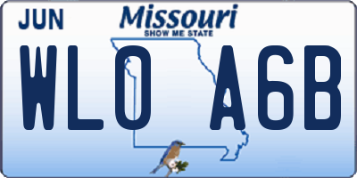 MO license plate WL0A6B