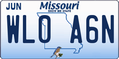 MO license plate WL0A6N