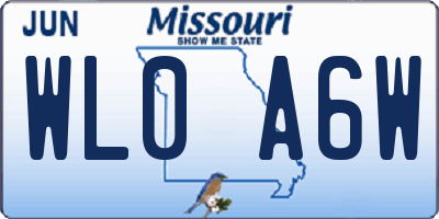 MO license plate WL0A6W