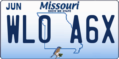 MO license plate WL0A6X