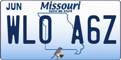 MO license plate WL0A6Z