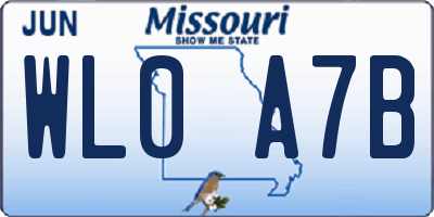 MO license plate WL0A7B