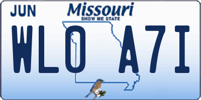 MO license plate WL0A7I