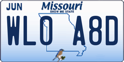 MO license plate WL0A8D