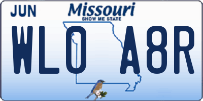 MO license plate WL0A8R