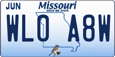 MO license plate WL0A8W
