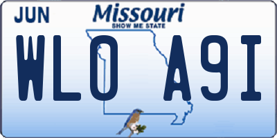MO license plate WL0A9I