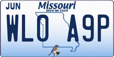 MO license plate WL0A9P